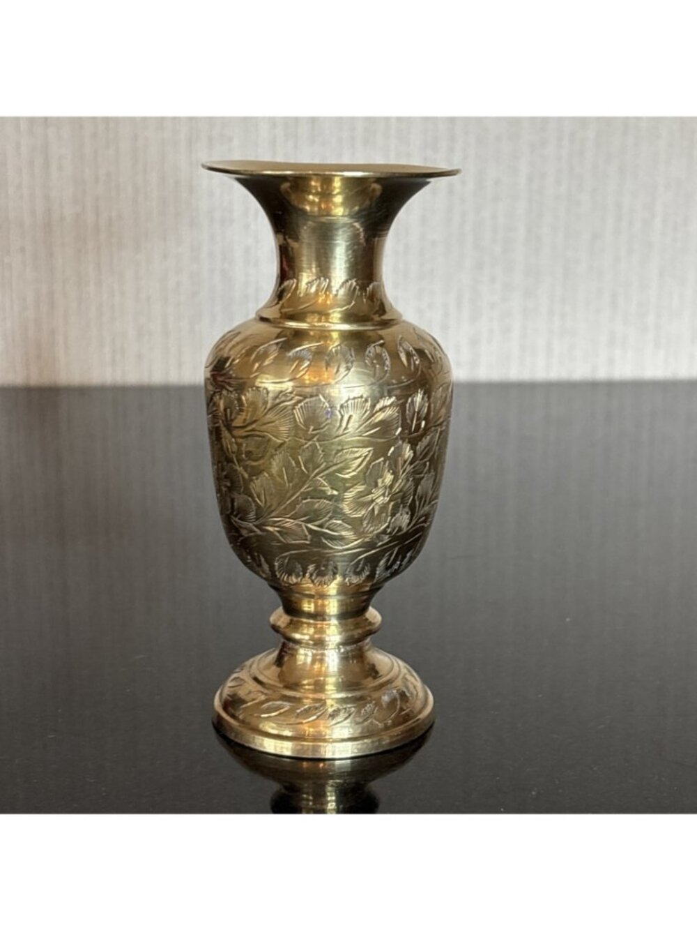 Vintage Brass Bud Vase Etched Floral Spur Honor Society Convention 60s 5" India - Picture 3 of 9
